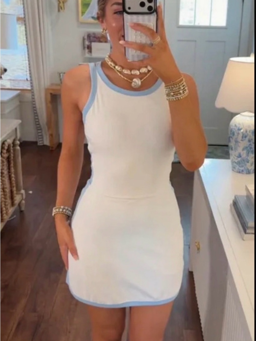 Coastal white Zephyra style athletic/workout dress Beach Riot